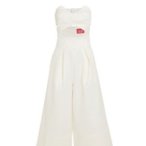 Solace London Cream Divine Strapless Jumpsuit